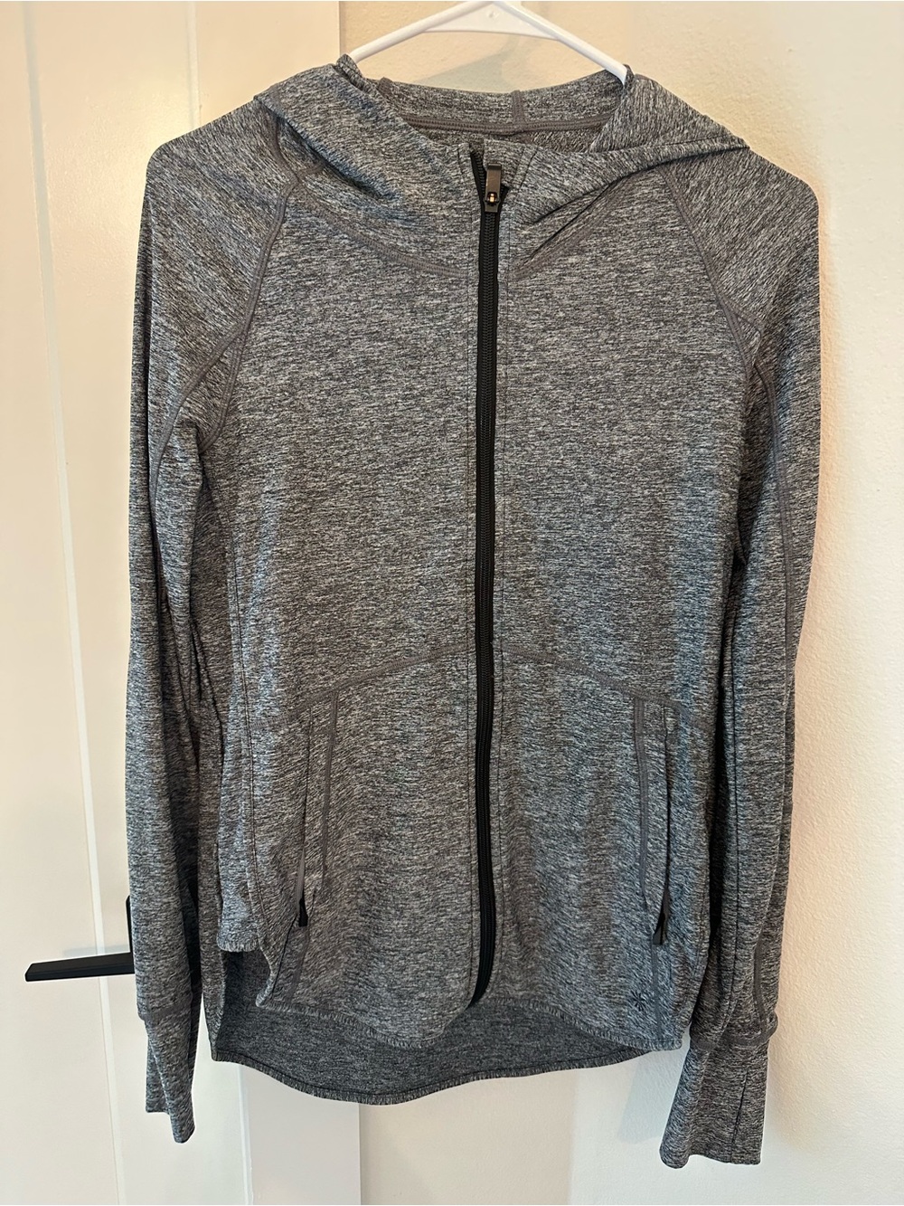 Athleta Gray Full-Zip Hooded Jacket